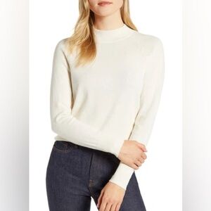 Everlane The Cashmere Raglan Mock Neck Sweater Size Large‎ Butter Yellow Cream